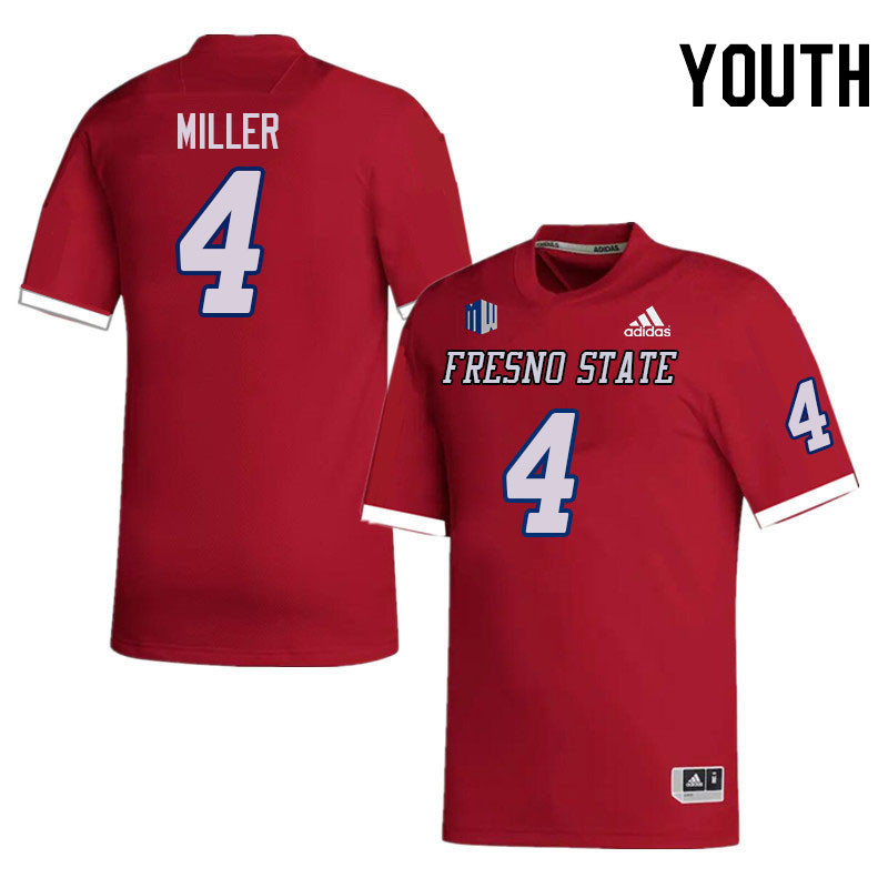 Youth #4 RL Miller Fresno State Bulldogs College Football Jerseys Stitched Sale-Red - Click Image to Close